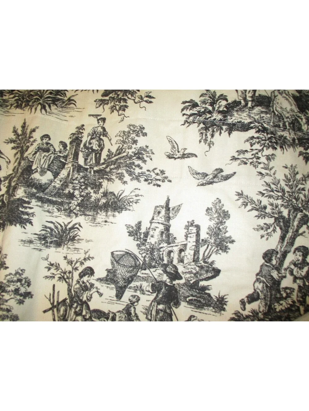 Vintage Waverly Home Classics Black and White Toile Ascot Window Valance Curtain